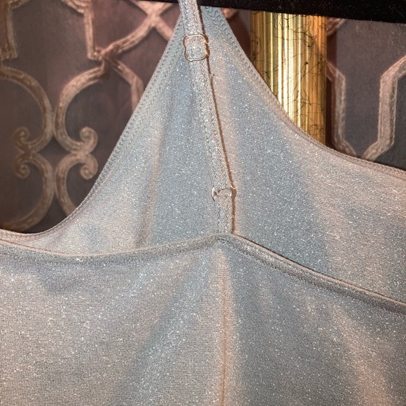MED Ann Taylor Sparkly Platinum Stretch Tank w/Adjustable Straps 22 1/2”H 15”W - Picture 5 of 11